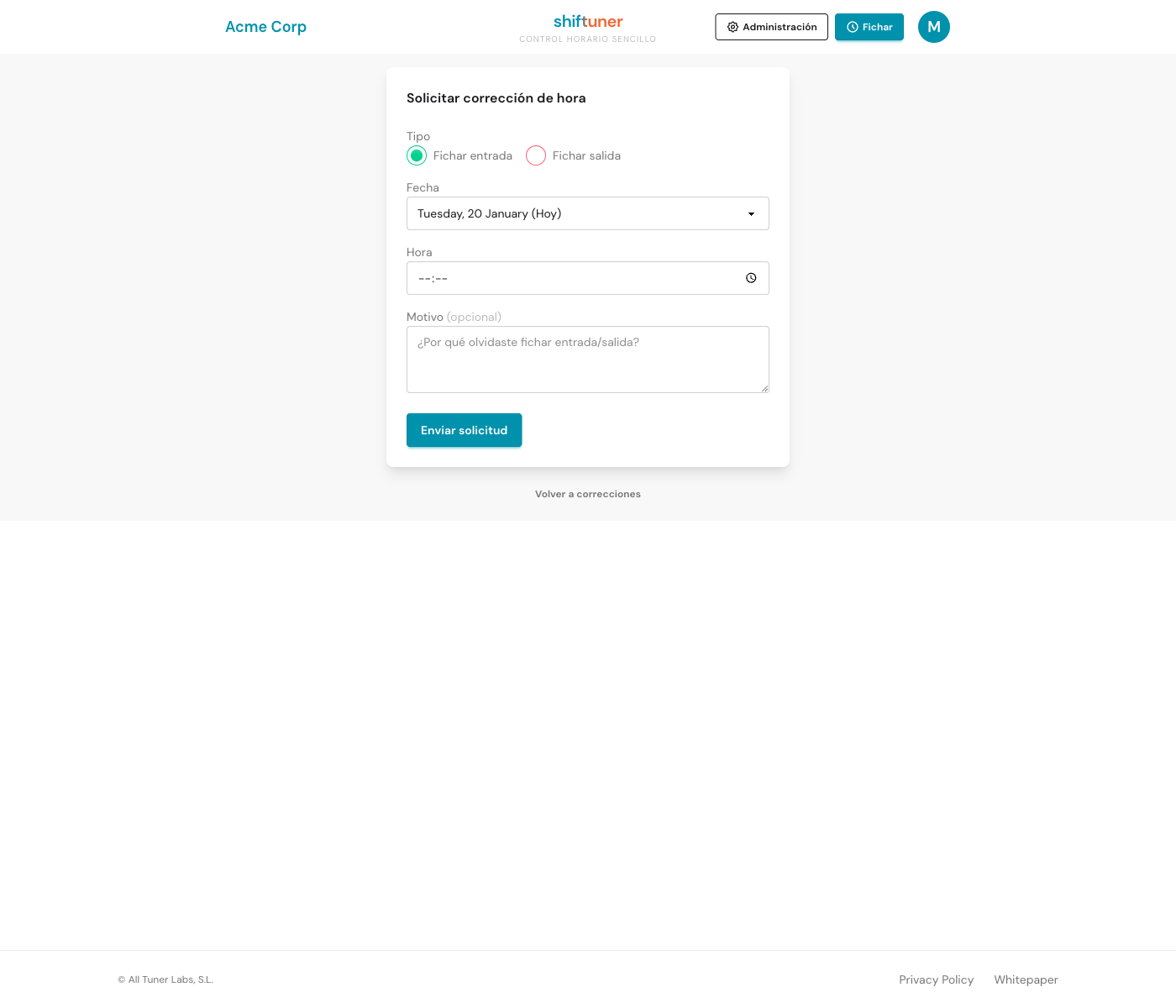 Correction request form